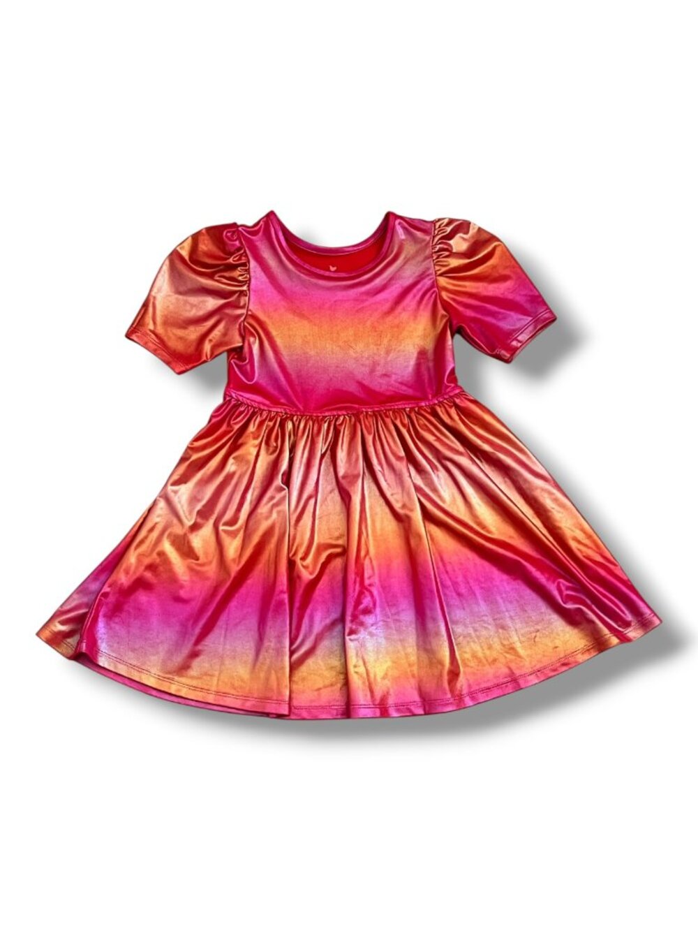 Pink Chicken Metallic Pink Ombre Puff Short Sleeve Twirl Lame Laurie Dress Sz 5